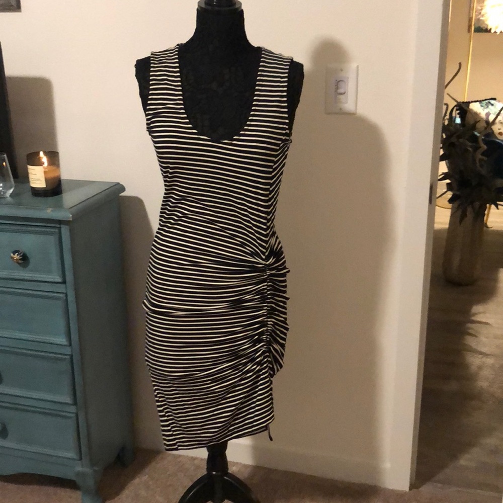 BB Dakota striped ruched midi dress